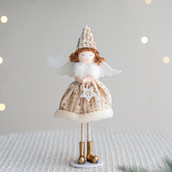 Christmas Angel Doll Ornament Handcrafted Fabric Angel Doll Plush Fairy Elf Figurine for Christmas Party New Year Birthday Wedding Decor
