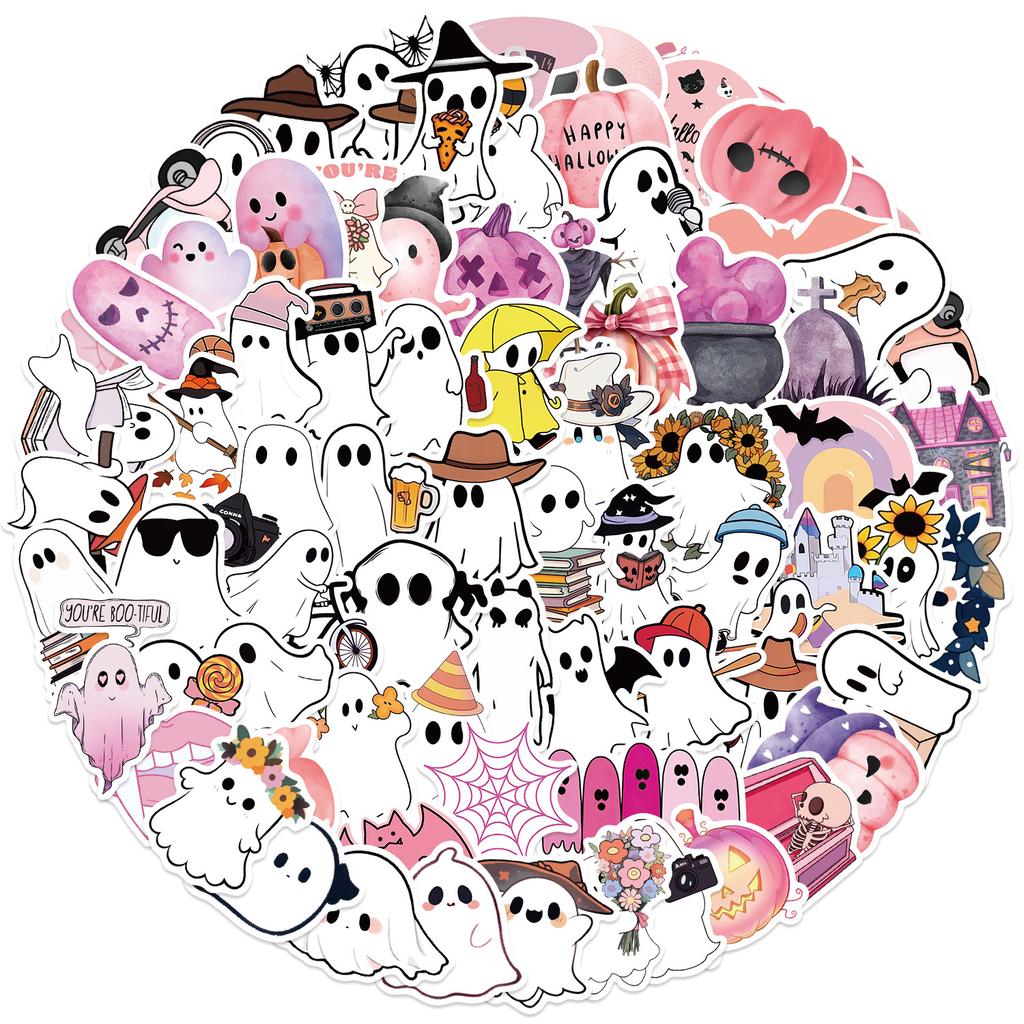 100 Cartoon Halloween Ghost Doodle Stickers DIY Decorative Guitar Notebook Suitcase DIY Waterproof