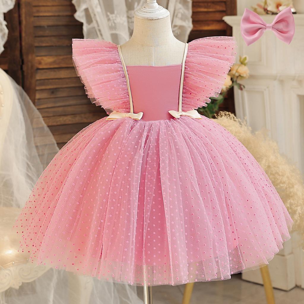Kids Girl Dress Toddler Baby Flying Sleeve Mesh Princess Dresses Children Tutu Girls Kid Ball Gown