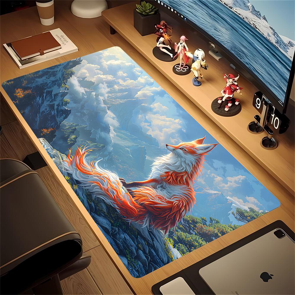 Mousepad Anime Fox Kawaii Mouse Pad Pc Gaming Accessiores Non-slip Large Mausepad with Lockedge Deskmat Podkladka Pod Mysz