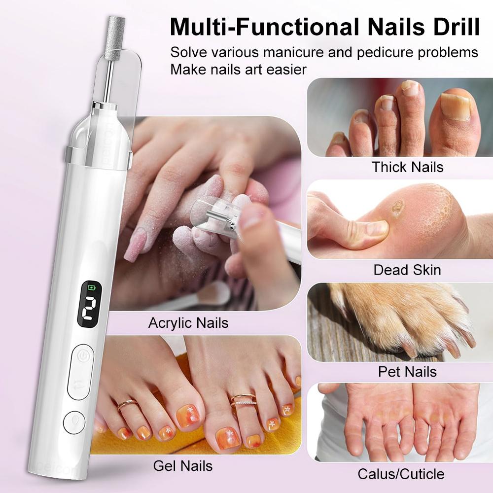 Electric Nail Drill Machine Professional Nail Polisher Electric Nail Sander File for Manicure Nail Drill with UV LED Nail Lamp
