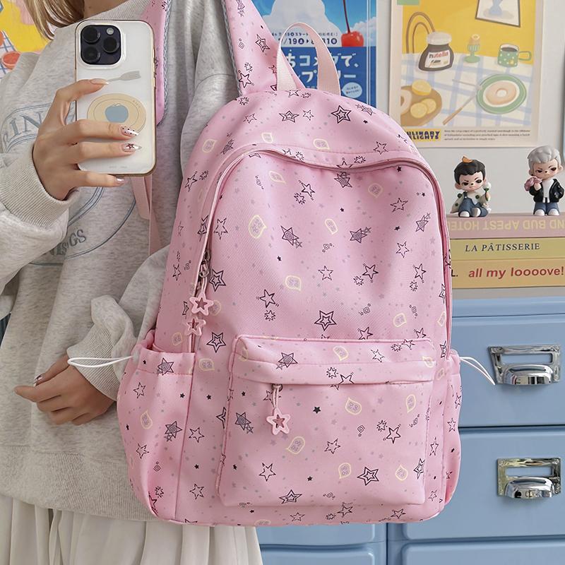 Star Print Women's Backpack Large Capacity Student Schoolbag