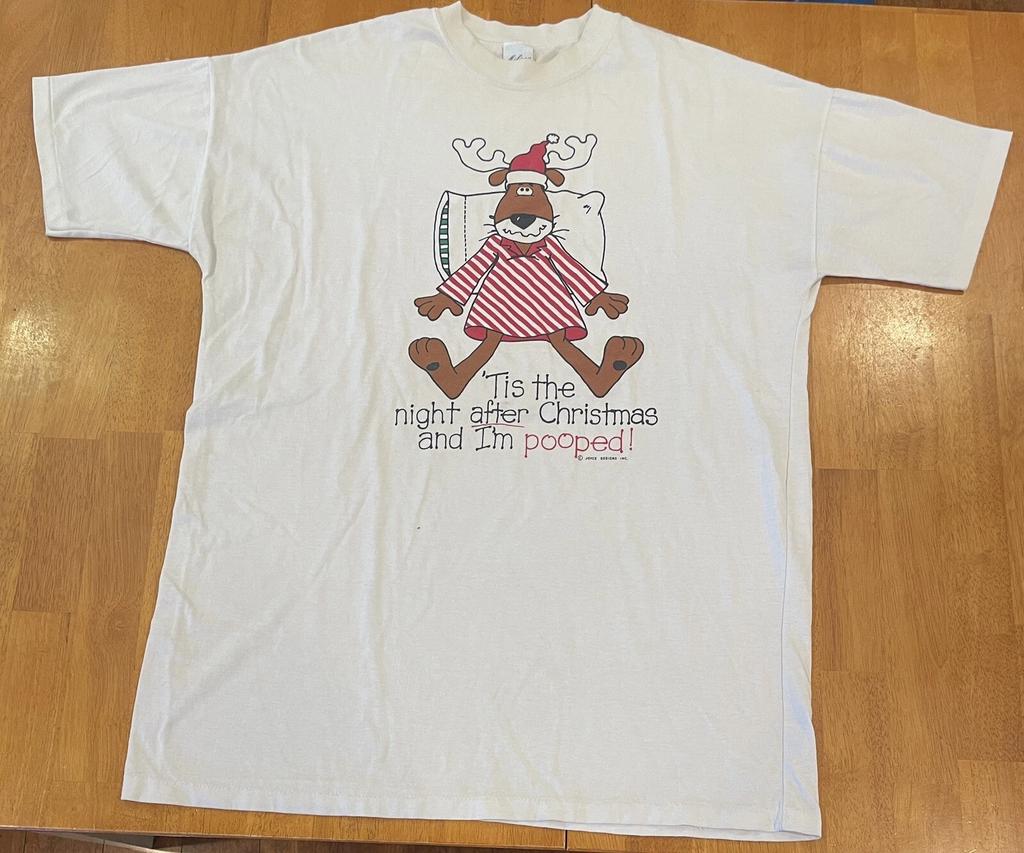 Vintage 90s Reindeer Night After Christmas Comedy Shirt XL