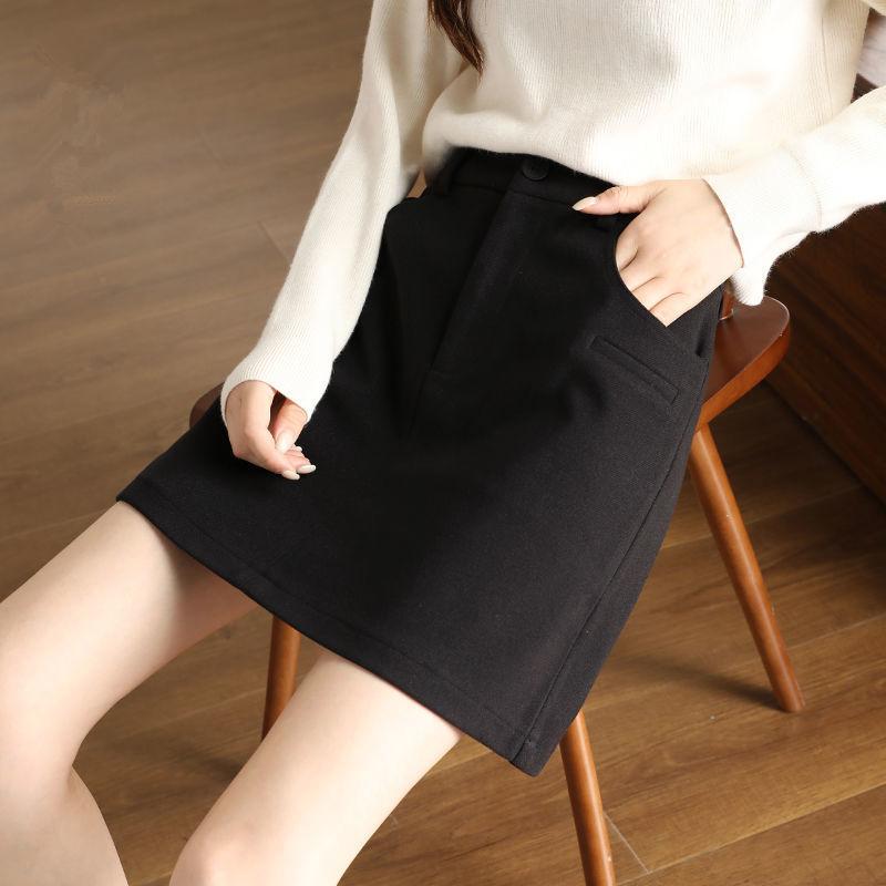 Retro Brown Wool Skirt Autumn and Winter A-line Skirt New High-waisted Slim Small Hip-covered Short Skirt