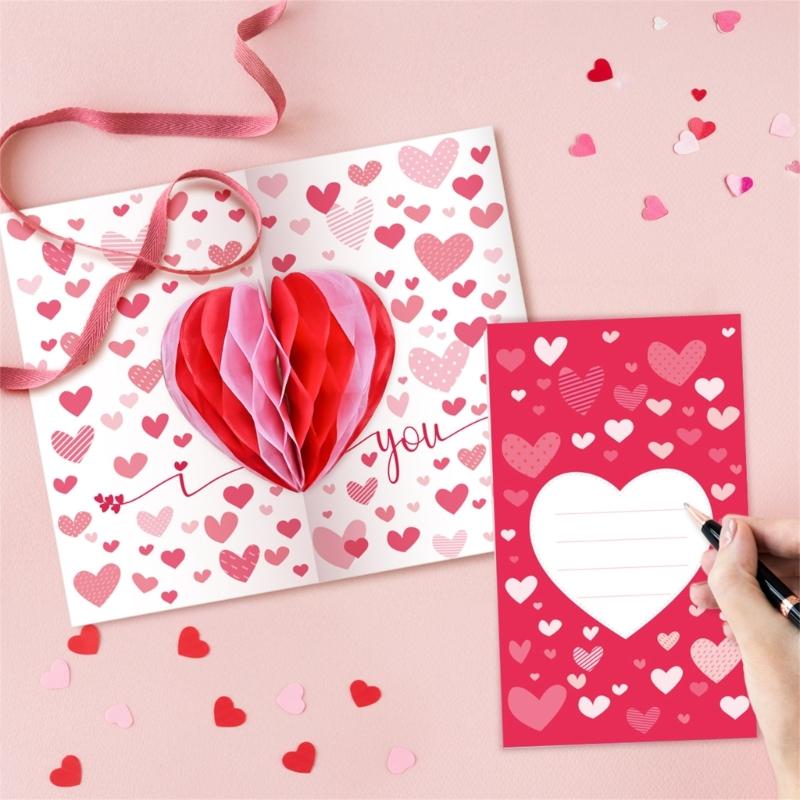 3D Popup Valentine's Day Card for Unique Party Celebration Handmade Greeting Card with Envelope Elegant Birthday Gift
