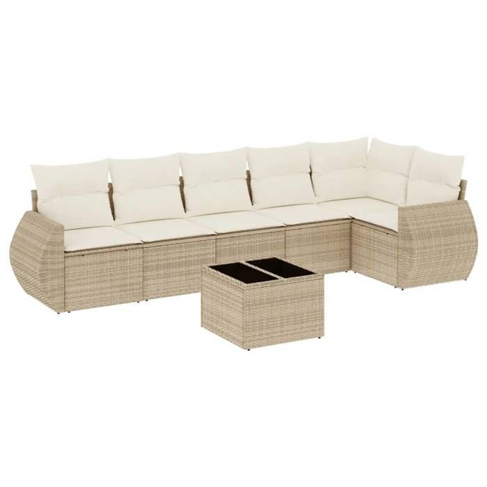 VidaXL Garden Lounge Set with Cushions 7 Pcs, Patio Sofas, Patio Furniture Set, Outdoor Furniture, Beige 3253735