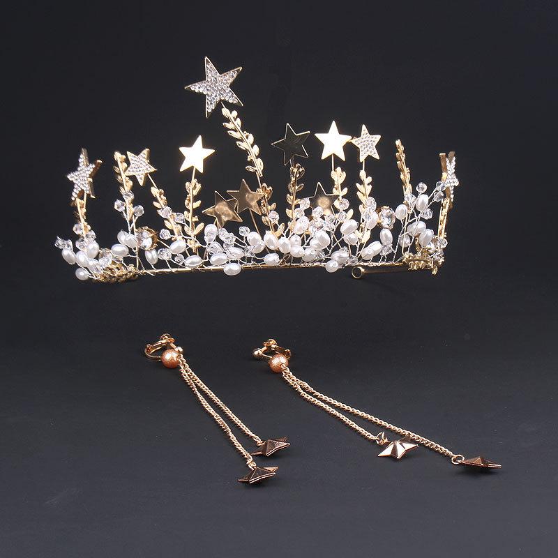 Handmade Bridal Star Hair Accessories: White Wedding Crown Headband