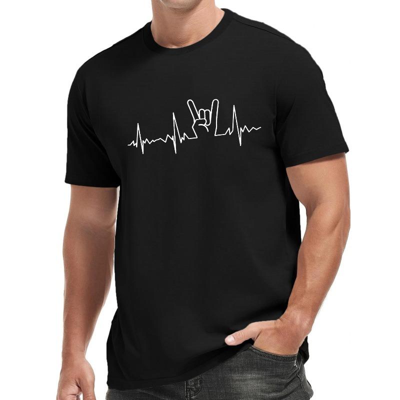 

MAKE A GESTURE Print Men s Round Neck Short Sleeve Tee Fashion Regular Fit T-Shirt Top For Spring Summer Holiday Leisure Vacation 4XL чорний