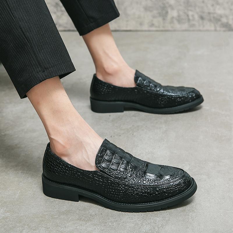 Pánské mokasíny Street Style Skládané Embosované Boty Černé Formální Obchodní Svatba Ples Tuxedo Párty Boty Velká Velikost