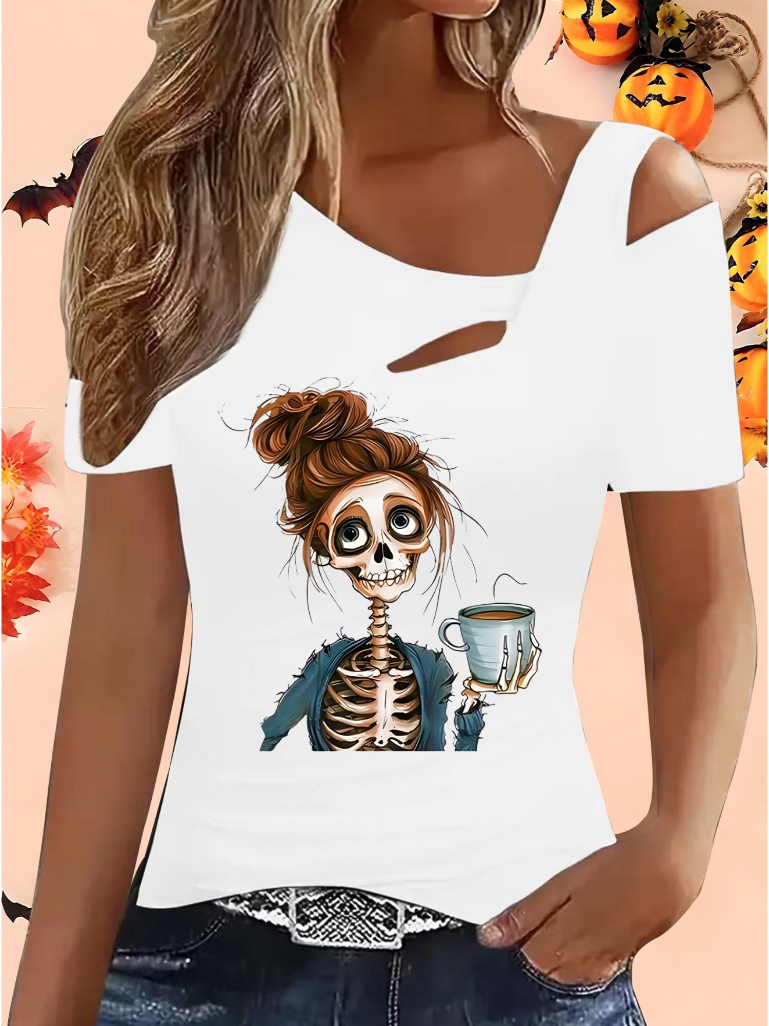 

Женские Свободные Топы Блузки Рубашки Подарок на Хэллоуин и Рождество XXL белый