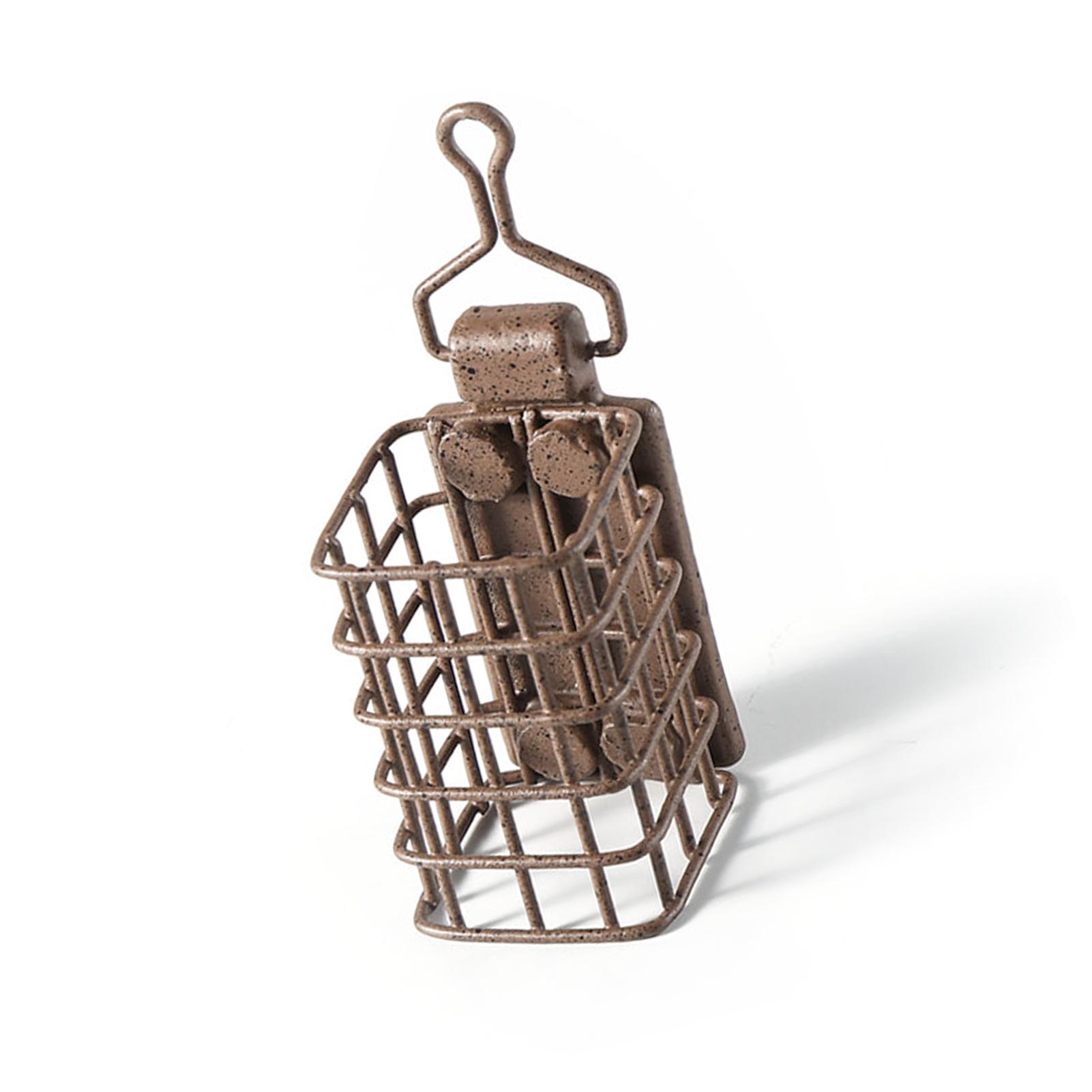 Piombo Gabbia per Esca Quadrato con Alimentatore di Esca Stile Europeo Attrezzatura da Pesca per Bacino Design Cavo per Rilascio Preciso dell'Esca gray