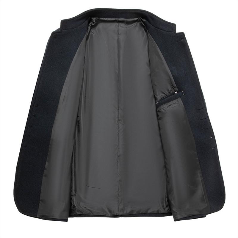 Autumn Winter Wool Coats Men Stand Collar Fashion Slim Fit Woolen Outerwear Solid Color Business Casual Coat