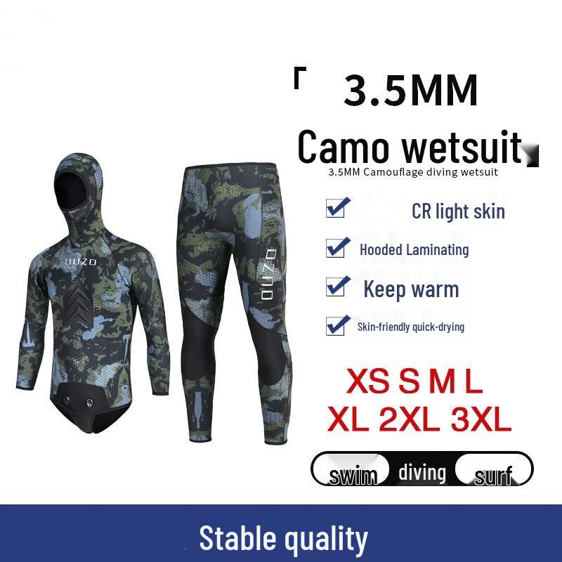 WEZHO Men s 3.5mm Two-Piece Camouflage Spearfishing Wetsuit