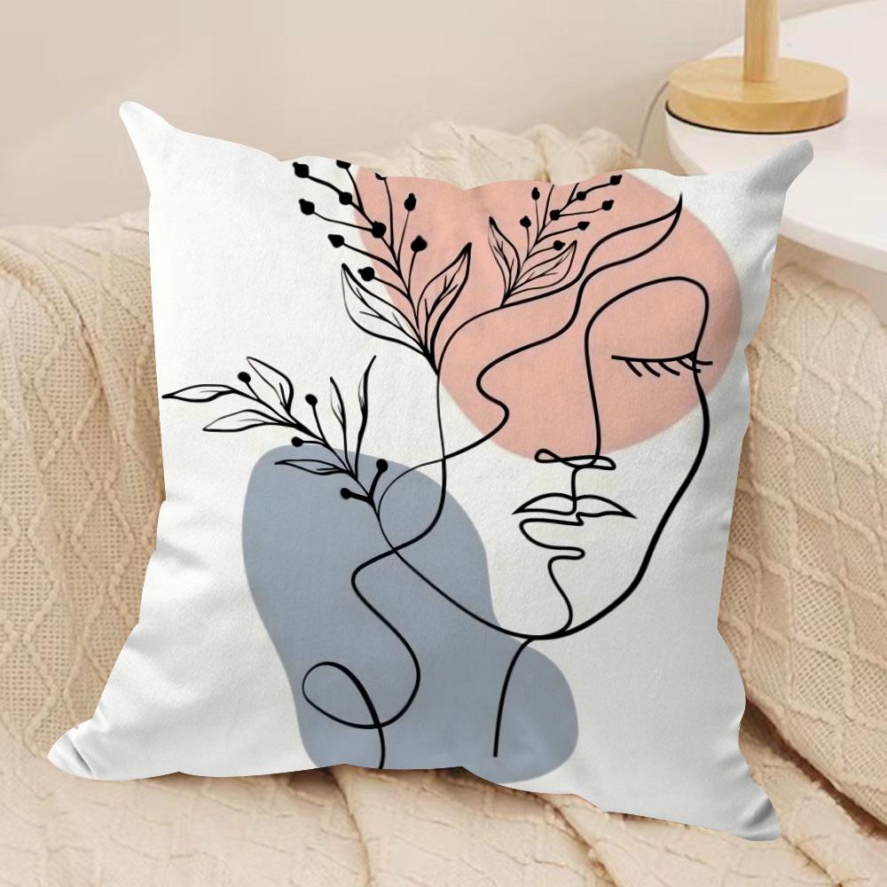 Abstract Face Collection Print Cushion Cover Soft Plush DoubleSided Printed Sofa Pillow Cushion Cover  AllSeason Decor Gift