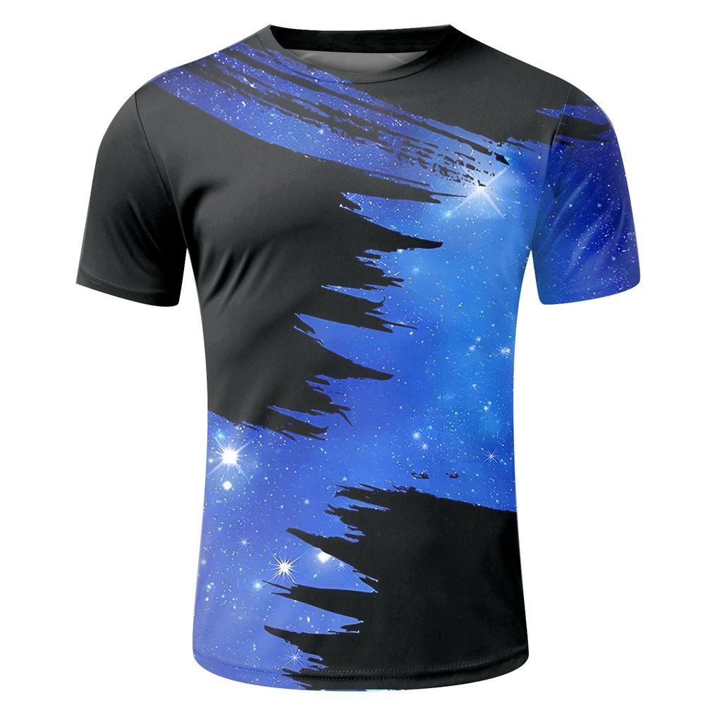 Camiseta masculina de verão com estampa de letras 3D e gola redonda, manga curta