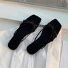 Fashion 2025 Summer New Fashion Cross Tie Hollow Closed Toe Sandals Square Head Heels Lightweight Comfortable Slip On Flat Slippers