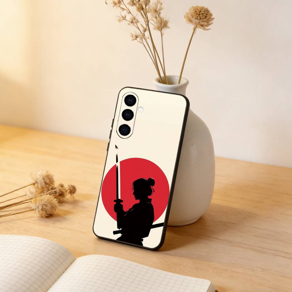 

Japanese Bushido Samurai Phone Case Black Silicone Soft For Samsung Galaxy A73,A72,A71,A70,A53,A52,A51 Samsung a72