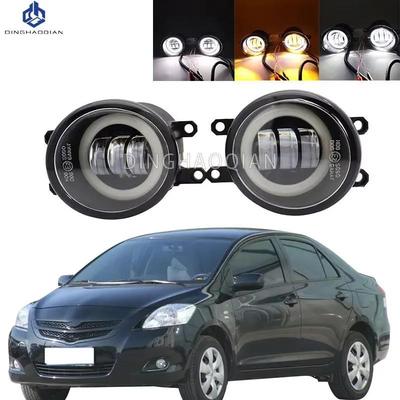 Für Toyota Yaris Limousine Belta Vios 2007-2011 1 Paar Auto Nebelscheinwerfer LED Engelauge DRL Tagfahrlicht H11 12V Hohe Helligkeit