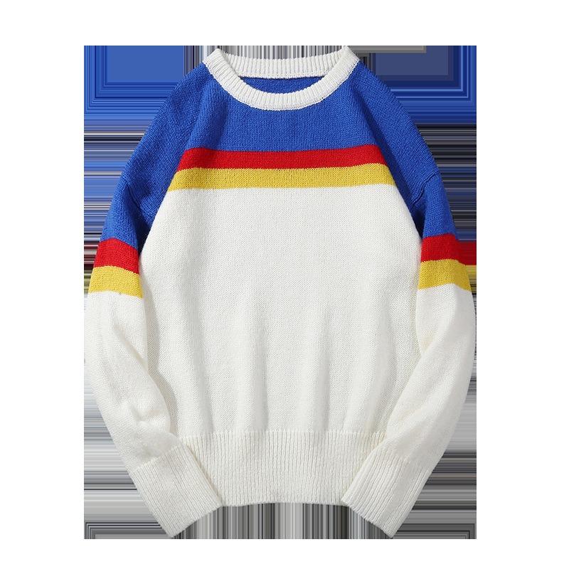 Men's Autumn Men's Knitted Sweater Lazy Wind Couple Wear Mohair Sweater Men's Autumn New Stripes
