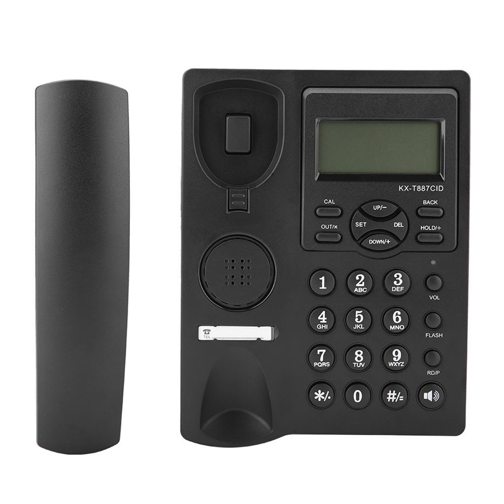 LCD Display Semi Hands Free Corded Phone with Speakerphone 3‑group Alarms Desktop Corded Telephone