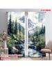 2pcs, plane printing Popular Curtains Serene Forest & Stream Versatile 100% Polyester (without rod) Outdoor Decorations for