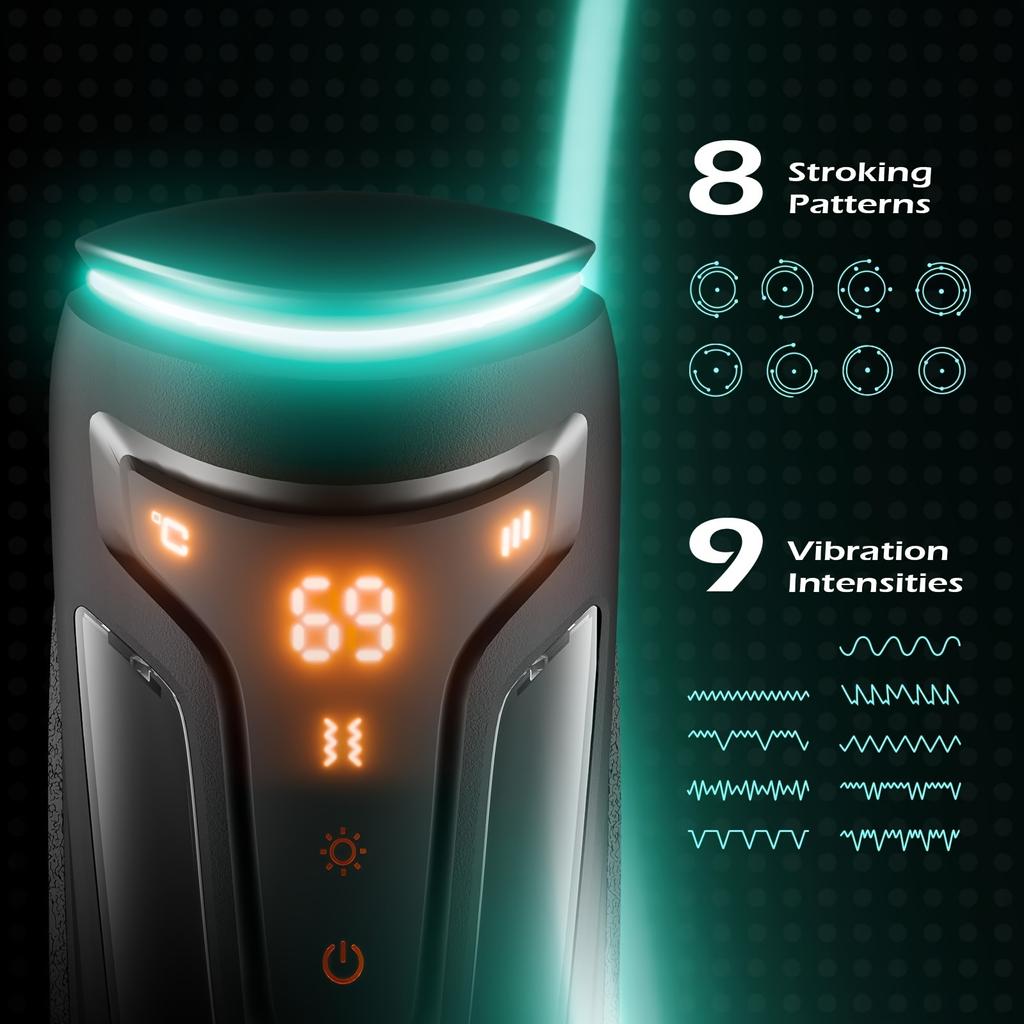 Automatic Heating Sucking Blowjob Masturbator Cup 9 Vibrations with 8 Thrust Modes And 2 Heating Levels 3D Textured Tunnel Sex Toy For Male