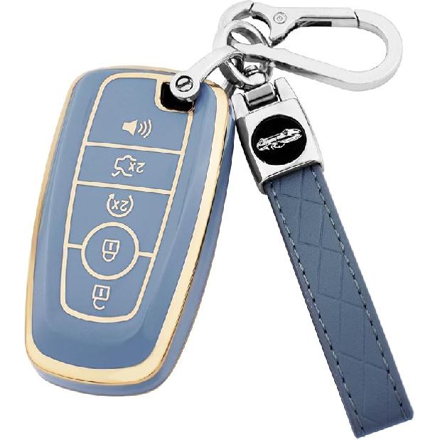 For Ford Key Fob Cover With Keychain,Key Fob Cover Case Shell For Ford Explorer Fusion Escape Edge Expedition F150 F250 F350 F450 F550 Maverick