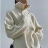 Men's Thickened Turtleneck Sweater with Button Decoration - Loose Fit Cardigan