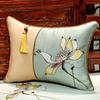 New Chinese-style Throw Pillows with Bird and Flower Embroidery Redwood Sofa Cushion Cover Large Cushion for Living Room Bed
