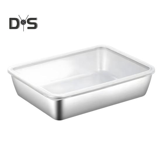 Stainless Steel Lunch Box with Transparent Lid Leakproof Food Container for Cheese Deli Meat Fruits Oven Baking Picnics Raised Bottom Patterns Food