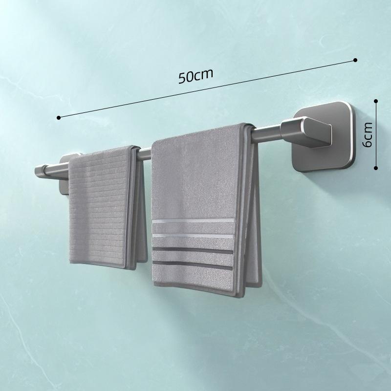 Towel Holder Space Aluminum Bar No Drilling Bathroom Organizers Self-adhesive Towel Bar Bathroom Shelves Kitchen Storage Rack