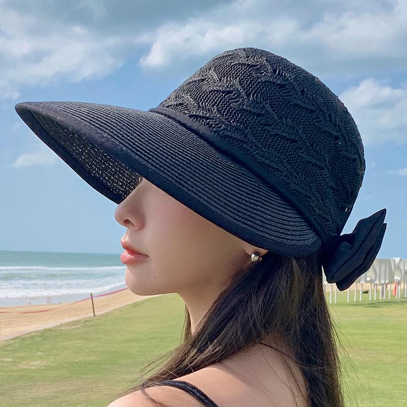 Korean Style Women's Foldable Wide Brim Sun Hat - UV Protection & Breathable Straw for Summer