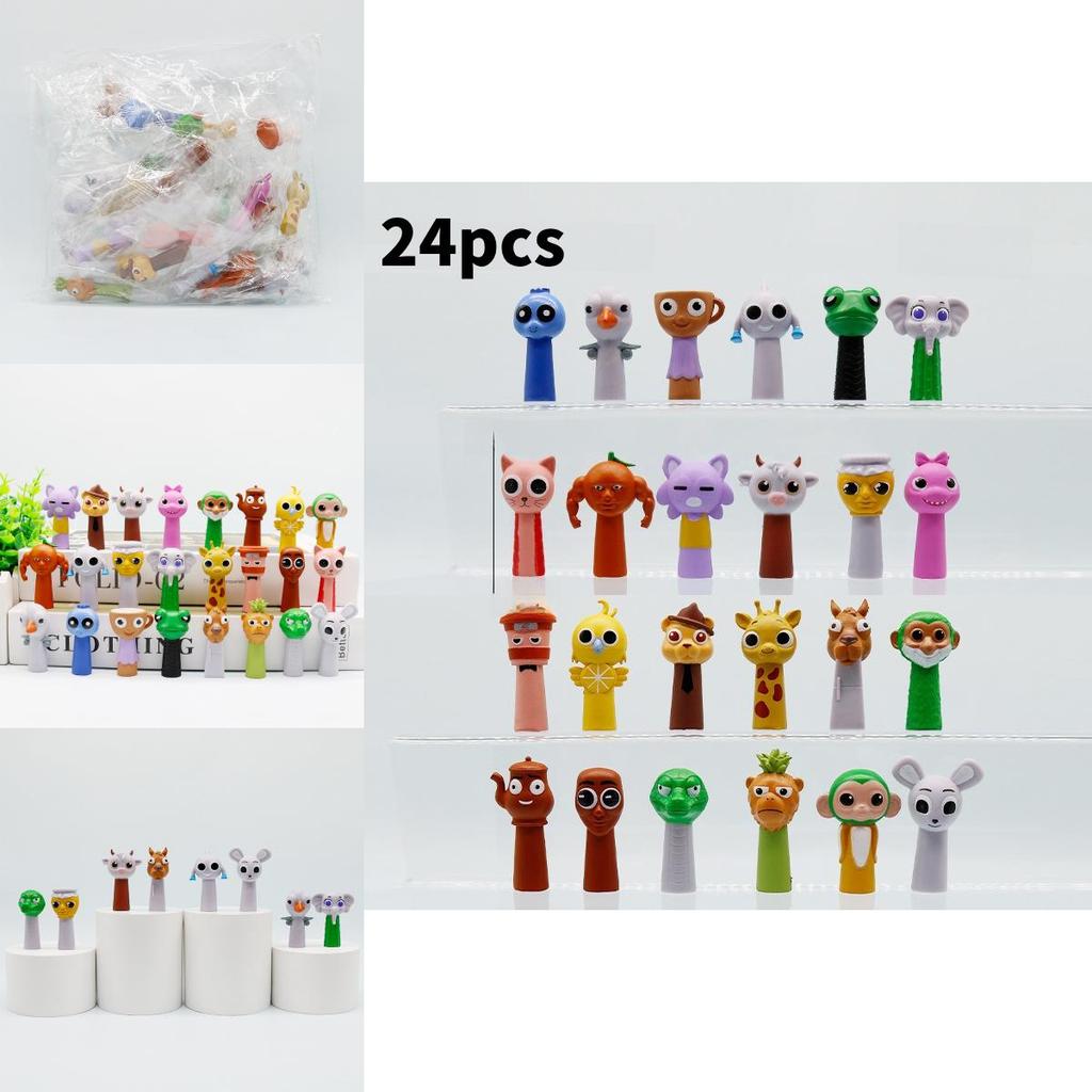 Tungtung Sahur Pvc Rhythm Box Blind Bag Cute Animal Monkey Gator Elephant Figurine Toy Decor