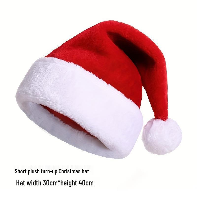 Cross-Border Christmas Decorations: Adult & Children Short Plush Hat