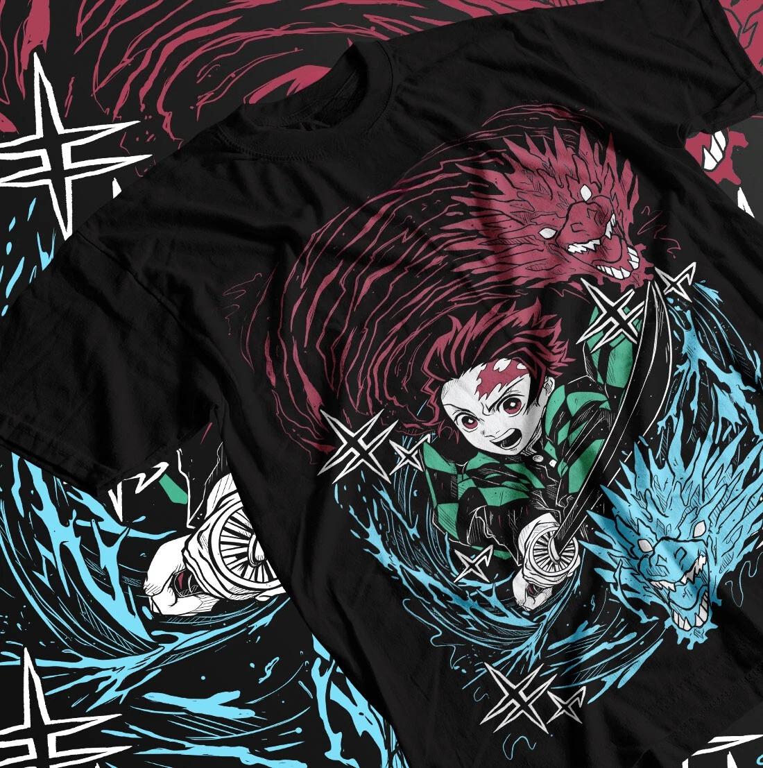 

Футболка «Тандзиро Истребитель демонов» Аниме Манга Лето Новинка Мужская и Женская Уличная одежда 4XL