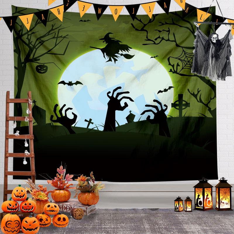 Halloween Decor Tapestry Spooky Pumpkin Lantern Wall Tapestry Home Decor Hippie Horror Tapestry Room Wall Decor Backdrop Fabric