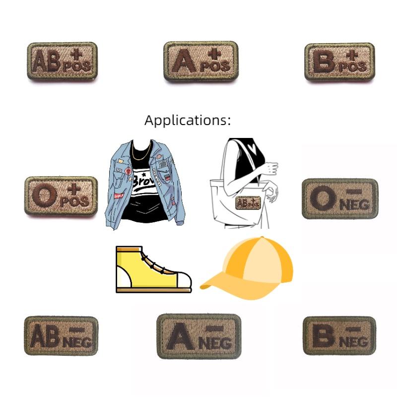 Hochwertiger gestickter Blutgruppenaufnäher Ababo+pos Taktisches Erkennungsabzeichen für Militärbegeisterte