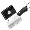 New Mini Wooden Handle Knife Outdoor Camping Open Box with Chain Portable EDC Key Knife with Leather Sheath Chain