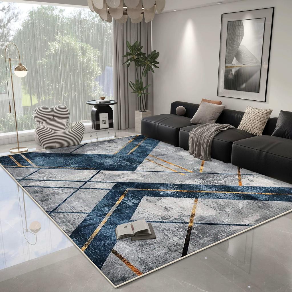 Modern Geometric Carpet Living Room Light Luxury Decoration Bedroom Non-slip Rug Easy Cleaning Lounge Plush Floor Mat Washable