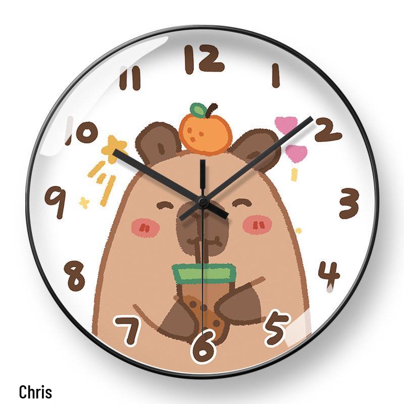 Capybara Cartoon Wall Clock: Cute, Creative, Automatic Time Adjustment for Living Room & Bedroom Decor