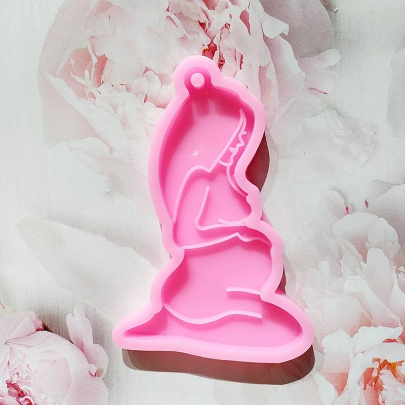 5 Pcs Pregnant Mother Keychain Epoxy Resin Mold Handmade Women Mom Pendants Silicone Mould DIY Crafts Jewelry Necklace