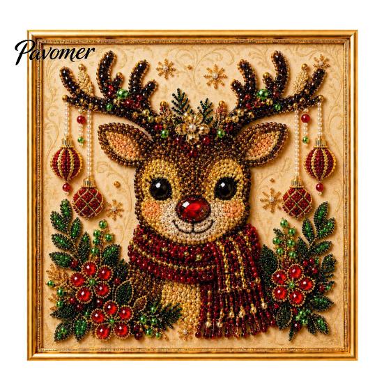 Relaxing Hobby for Adults Xmas Faux Pearl Painting Kit, Christmas 3D Art DIY Winter Scene Set Holiday Craft Project Adults, Festive Home Wall Decor