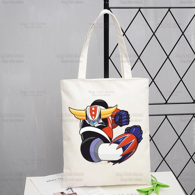 

Goldorak Ностальгия Сумка для покупок Шоппер Грендайзер НЛО Космический робот Эко Холщовая сумка Goldrake Bolsas De Tela Многоразовые Sacolas 24*26cm