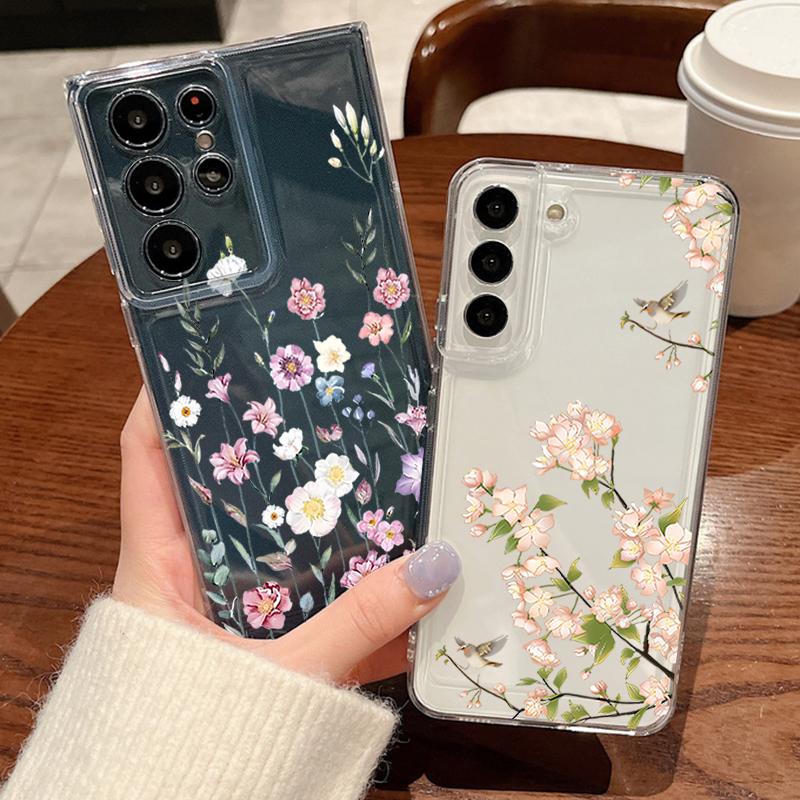 Small Flower Pattern Phone Case For Samsung Galaxy S26 S25 S24 S23 Ultra S22 Plus S24 S21 FE S25 Edge Shockproof Clear TPU Cover