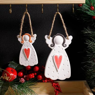 Diy Faceless Angel Silicone Mold Christmas Tree Hanging Ornament Plaster Concrete Resin Mould Heart Dot Texture Dress Girl Craft