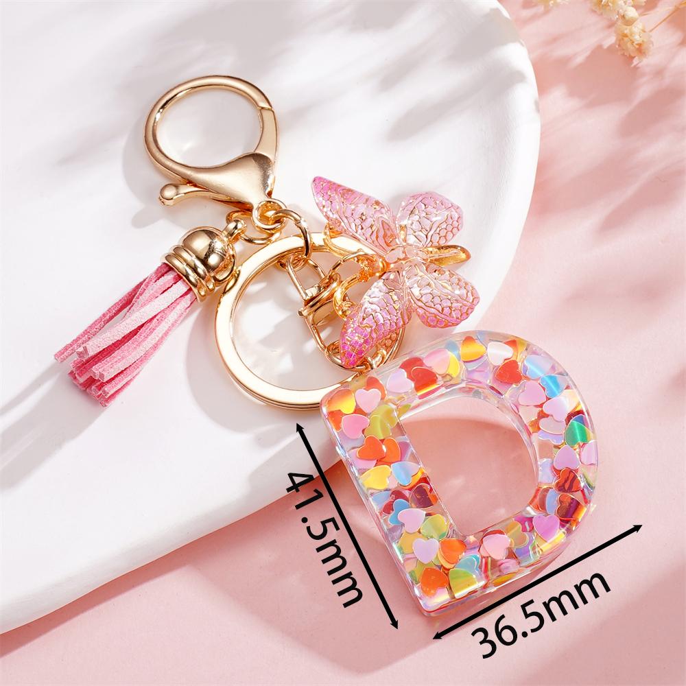 Fashion DIY A-Z Letters Keychain Metal Holder Pendent Key Chain With Butterfly Women Car Key Ring Simple Letter Key Party Gift