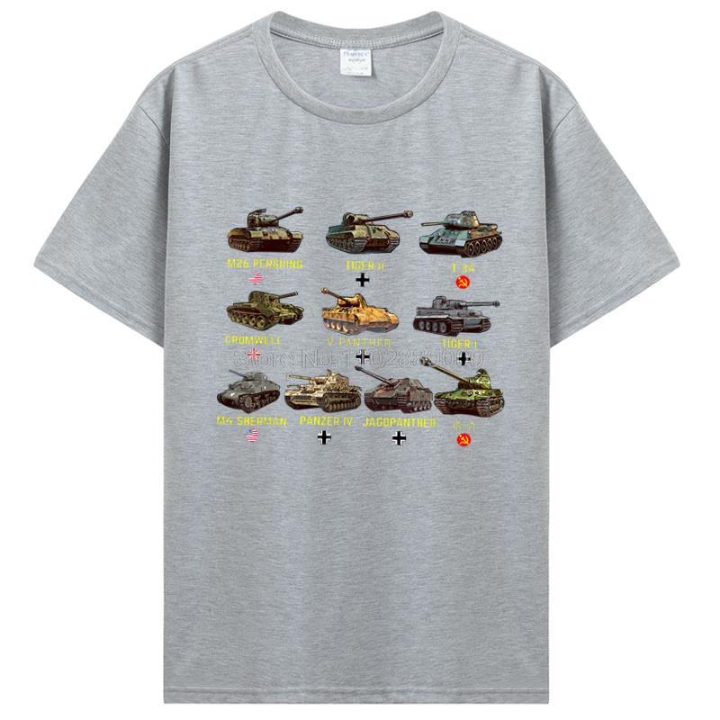 New Tanks M4 Sherman Panzer IV Tiger II T-34 T-Shirt Men Casual Cotton TShirt Cool T Shirt Tees Harajuku Streetwear