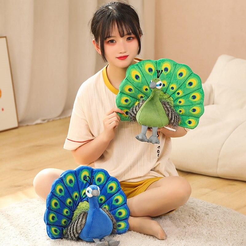 1pc 25 *30cm Simulation Peacock Plush Toys Kawaii Stuffed Soft Animal Peahen Toy Lovely Home Birthday Christmas Decor Gifts