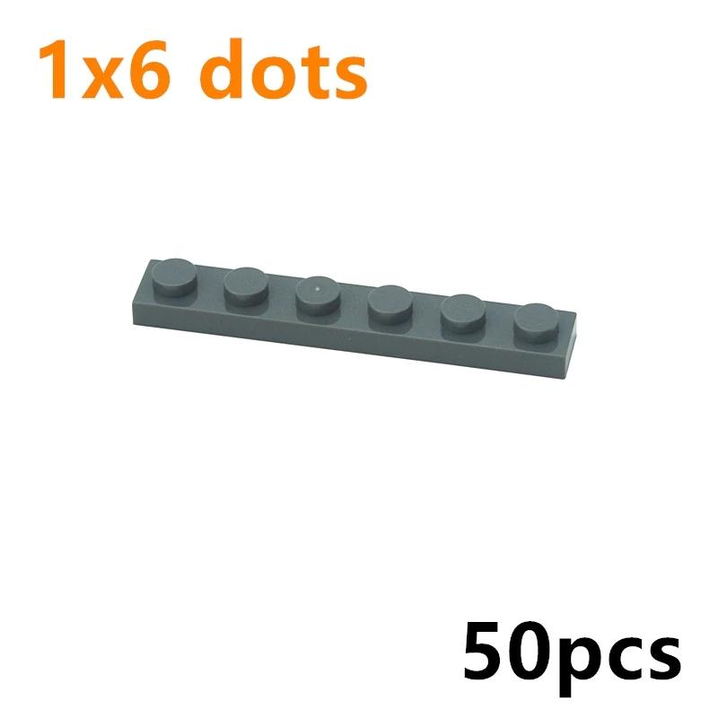 50Pcs DIY Building Blocks Thin Plate 1x6 Dots Classic Bricks Educational Creative Size Compatible With 3666 Toys for Kids