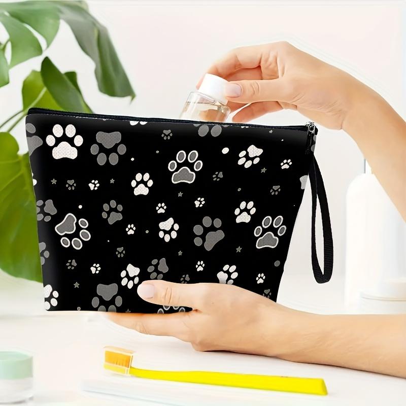 1pc Cute Paw Print Makeup Bag - Large Capacity Portable Toiletry Organizer with Zipper Closure, Durable Fabric for Travel, Gym